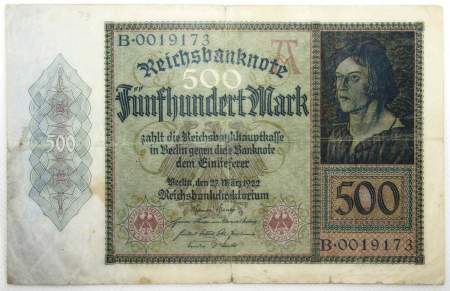 Банкнота 500 марок 1922 года - Германия