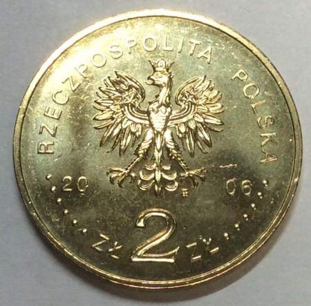 Монета 2 злотых Польша, серия «Памятники Польши» Церковь в Хачуве, 2006