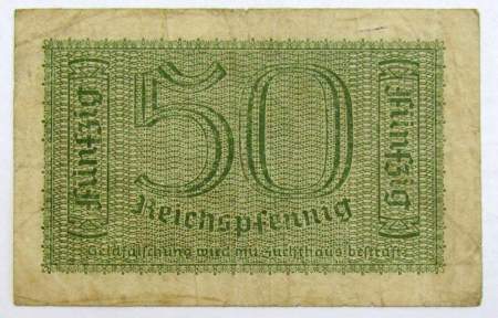 Банкнота 50 рейхспфеннигов 1940-1945 гг - Немецкие оккупационные территории