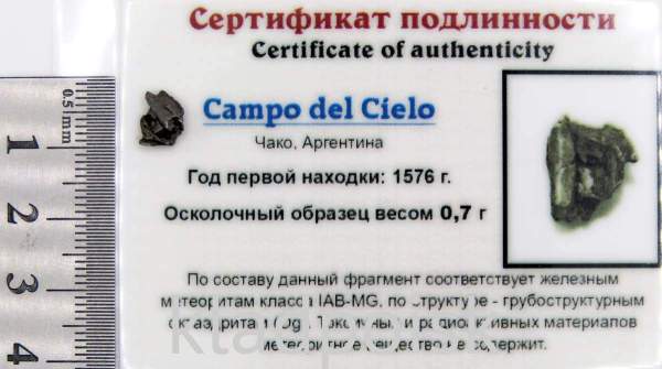 Осколок метеорита Campo del Cielo, арт 26