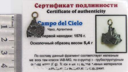 Подвеска из метеорита Campo del Cielo арт 14 Подвеска из метеорита Campo del Cielo арт 14