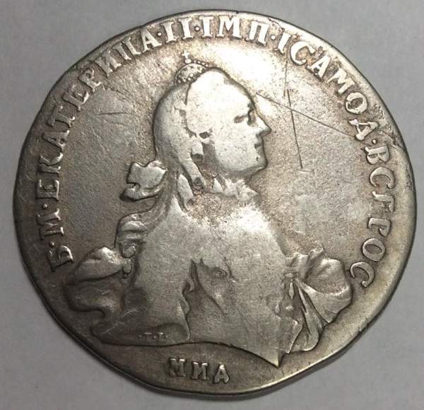 Монета рубль 1764 г. Российская Империя, ММД EI. Екатерина II