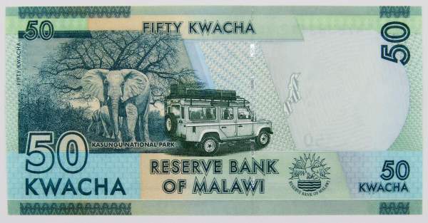 Банкнота Малави 50 квач 2016 года
