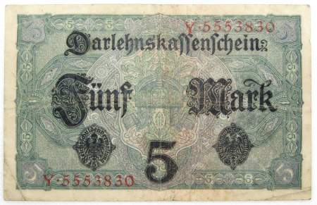 Банкнота 5 марок 1917 года Германия