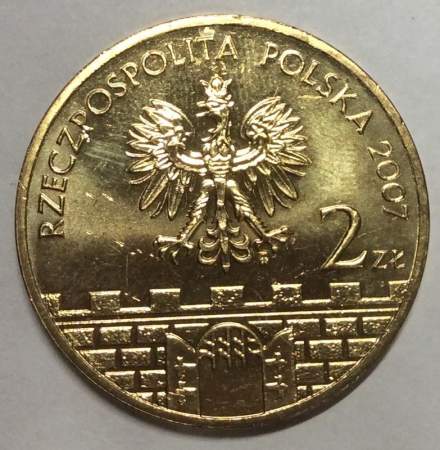 Монета 2 злотых Польша Город Плоцк из серии Древние города Польши, 2007