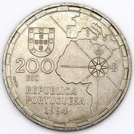 Монета 200 эскудо 1994 года, 500 лет разделению зон влияния между Португалией и Испанией, Португалия