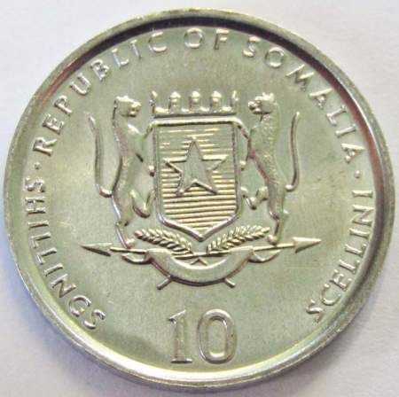 Регулярная монета 10 шиллингов Сомали 2000 года
