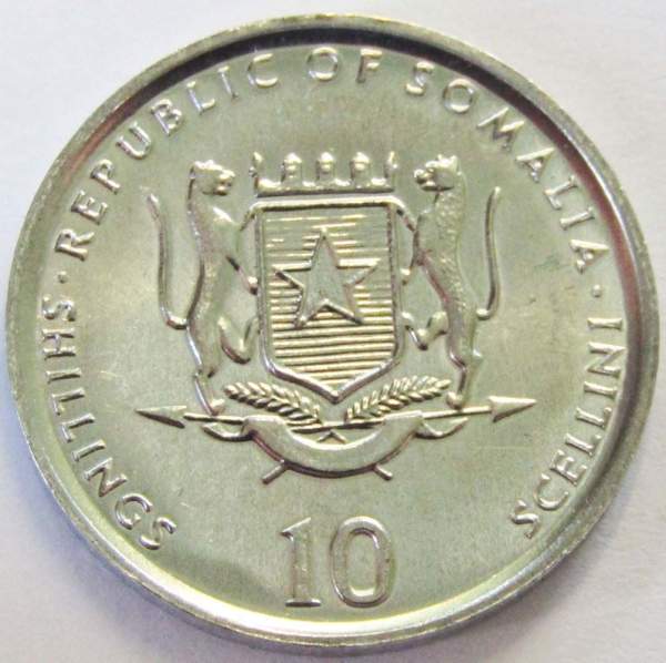 Регулярная монета 10 шиллингов Сомали 2000 года Регулярная монета 10 шиллингов Сомали 2000 года
