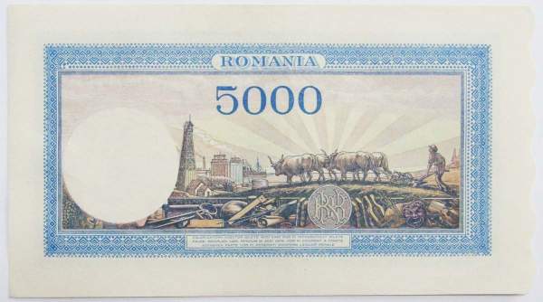 Банкнота 5000 лей 1943 года Румыния