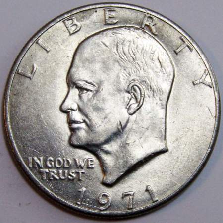 Монета 1 доллар США 1971 года (Доллар Эйзенхауэра или Лунный орёл) P, арт 3