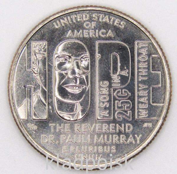 Монета 25 центов США Паули Мюррей из серии «Американские женщины» (2024) P