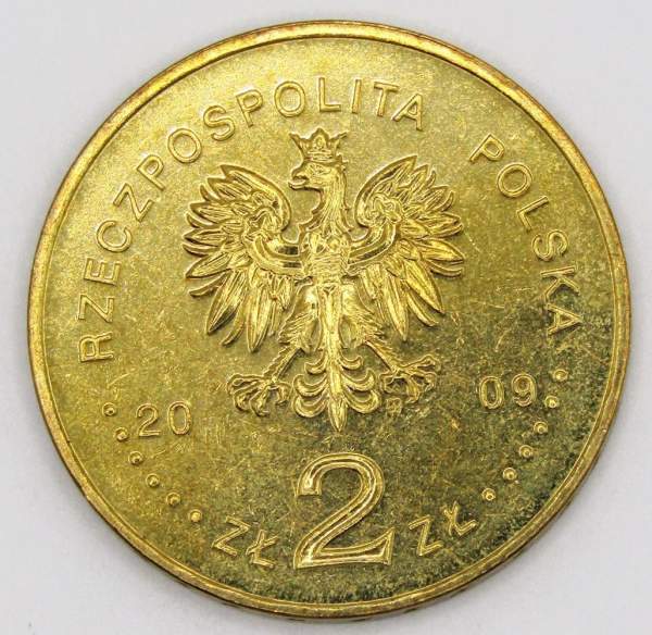 Монета 2 злотых Польша 2009 - 65 лет ликвидации гетто в Лодзи