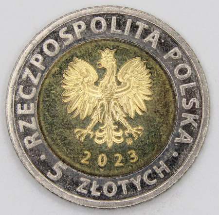 Монета 5 злотых Польша Канал через Вислинскую косу из серии Открой для себя Польшу, 2023