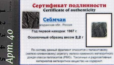 Спил метеорита Сеймчан арт 40