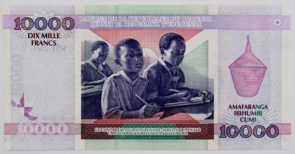 Банкнота 10000 франков Бурунди 2013 года