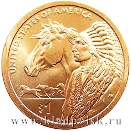 Монета 1 доллар Сакагавея Торговые пути 17 века