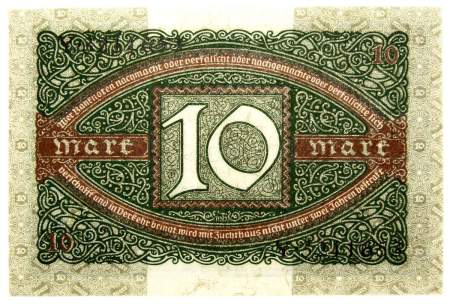 Банкнота 10 марок 1920 года - Веймарская Республика, арт 3