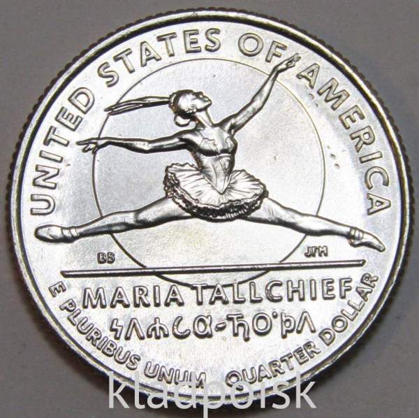 Монета 25 центов США Балерина Мария Толчиф из серии «Американские женщины» (2023) D