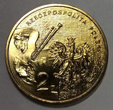 Монета 2 злотых Польша, серия «Польские художники» София Стриженска, 2011