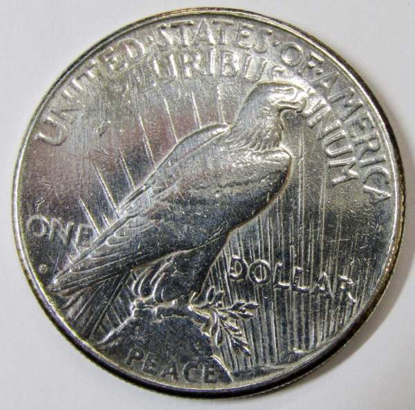 Монета 1 доллар США «Мир» 1923 года, Серебро 900 пр., арт 2