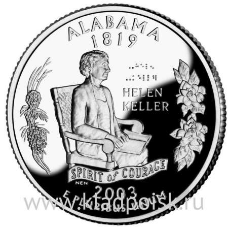 Монета 25 центов Штат Алабама