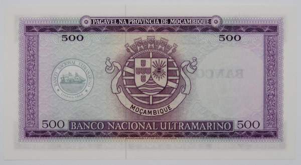 Банкнота Мозамбик 500 эскудо 1967 года, арт 2