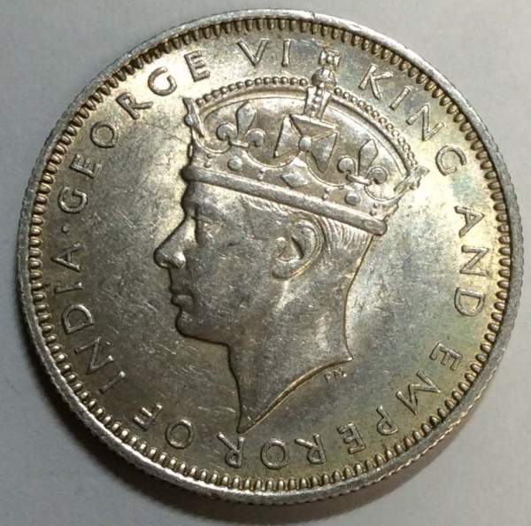 Монета 20 центов 1939 года Малайя Британская