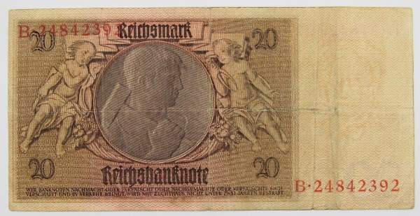 Банкнота 20 рейхсмарок 1929 года - Германия, арт 2