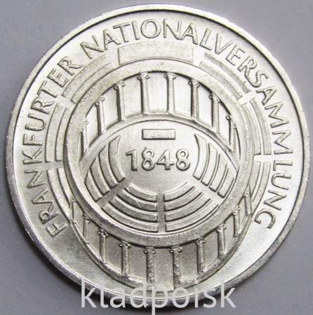 Монета 5 марок 1973 года 125 лет со дня открытия Национального Собрания, арт 2