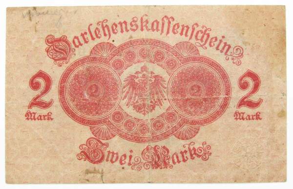 Банкнота 2 марки 1914 года Германия, арт 2