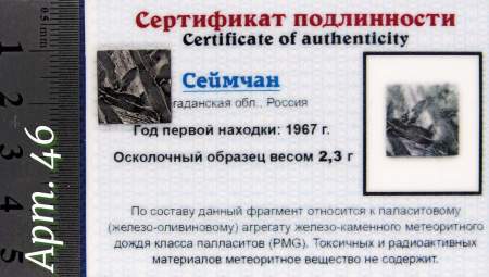Спил метеорита Сеймчан арт 46