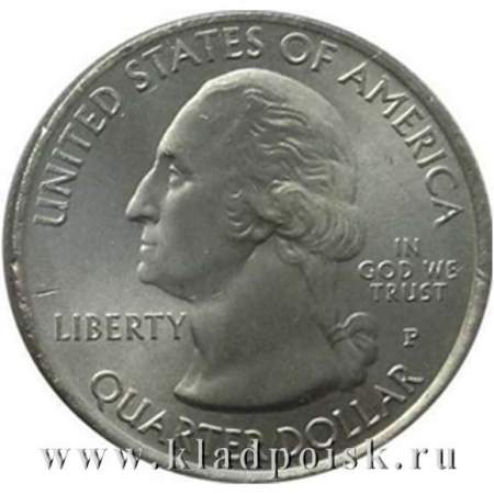 Монета 25 центов Победа Перри и Международный Мемориал Мира, монетный двор P