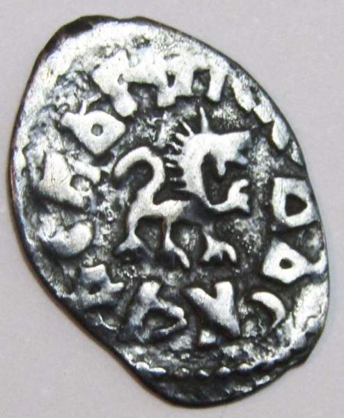 Денга Псковcкая, период самостоятельности, князь Довмонт/барс вправо, серебро, арт 9