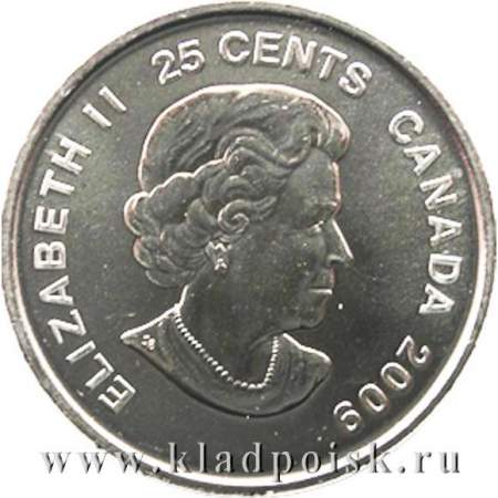 Монета 25 центов Канада, зимние Олимпийские Игры, Солт-Лейк-Сити 2002 – Мужской хоккей, цветная эмаль