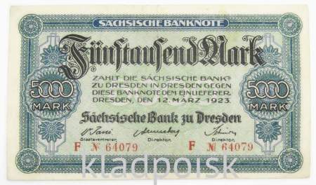 Банкнота 5000 марок 1923 года - Веймарская Республика