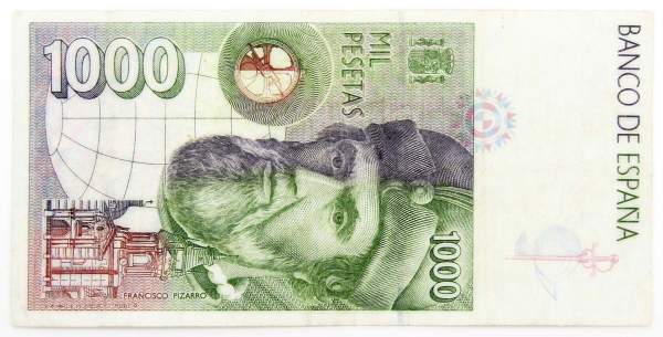 Банкнота 1000 песет 1992 года Испания