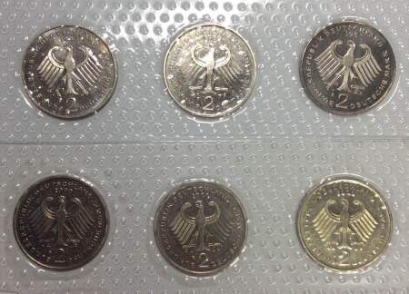 Набор юбилейных монет ФРГ 1980-1999 гг., 6 монет