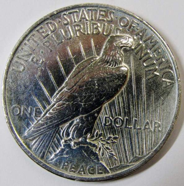 Монета 1 доллар США «Мир» 1922 года, Серебро 900 пр., арт 2