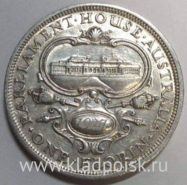 Монета флорин (2 шиллинга) 1927 года Австралия Монета флорин (2 шиллинга) 1927 года Австралия