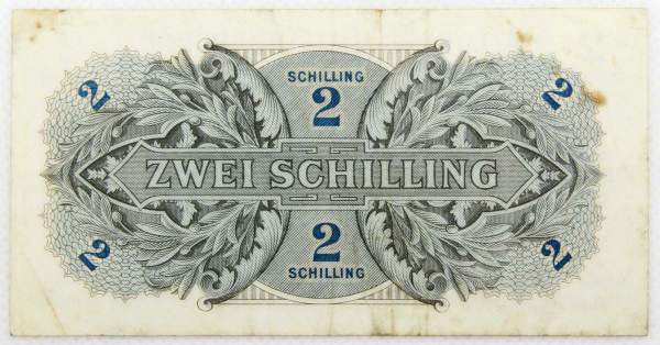 Банкнота 2 шиллинга 1944 года Австрия - Власть союзных войск, арт 2