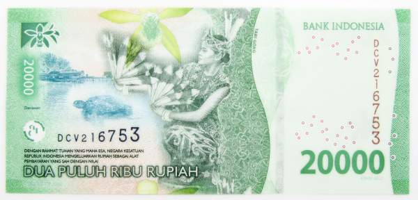 Банкнота 20000 рупий 2022 года Индонезия