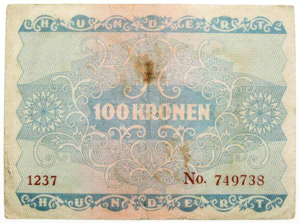 Банкнота 100 крон 1922 года Австрия, арт 2