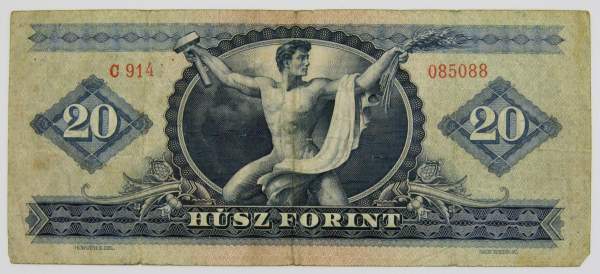 Банкнота 20 форинтов 1969 года Венгрия