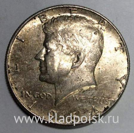 Монета 50 центов США Кеннеди 1964, Серебро 900 пробы (арт 1)