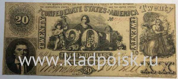Банкнота 20 долларов 1861 года Конфедерации США, Штат Ричмонд