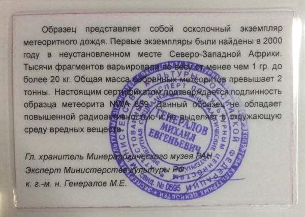 Осколок метеорита NWA 869, арт 4