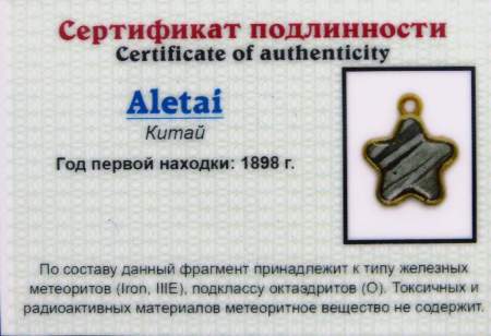 Кулон «Звезда» с метеоритом Aletai