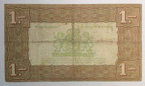 Банкнота 1 гульден 1938 года Нидерланды, арт 2 Банкнота 1 гульден 1938 года Нидерланды, арт 2