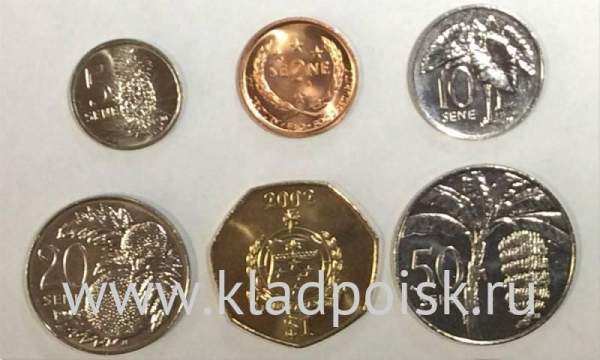 Набор монет Самоа Флора 2000-2002, 6 монет