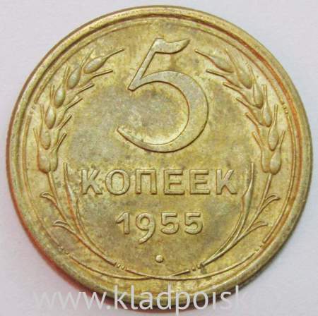 Монета 5 копеек СССР 1955 года﻿, арт 6